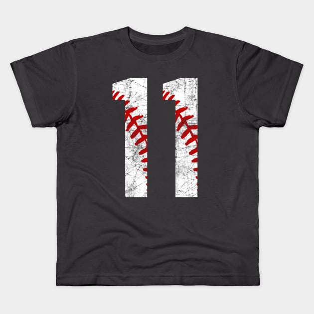 Vintage #11 Baseball Laces Baseball Mom Jersey Love Baseball T-shirt Kids T-Shirt by TeeCreations